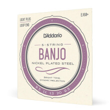 D'Addario Struny do banjo Stal niklowana EJ60+ Light Plus Gauge 9,5-20 Zestaw 5 strun Opakowanie 1 szt.