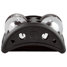 Meinl Percussion Compact Foot Tambourine with Stainless Steel Jingles-NOT Made in China-Accompaniment for Cajon Gigs 2-Year Warranty Black (CFJS2S-