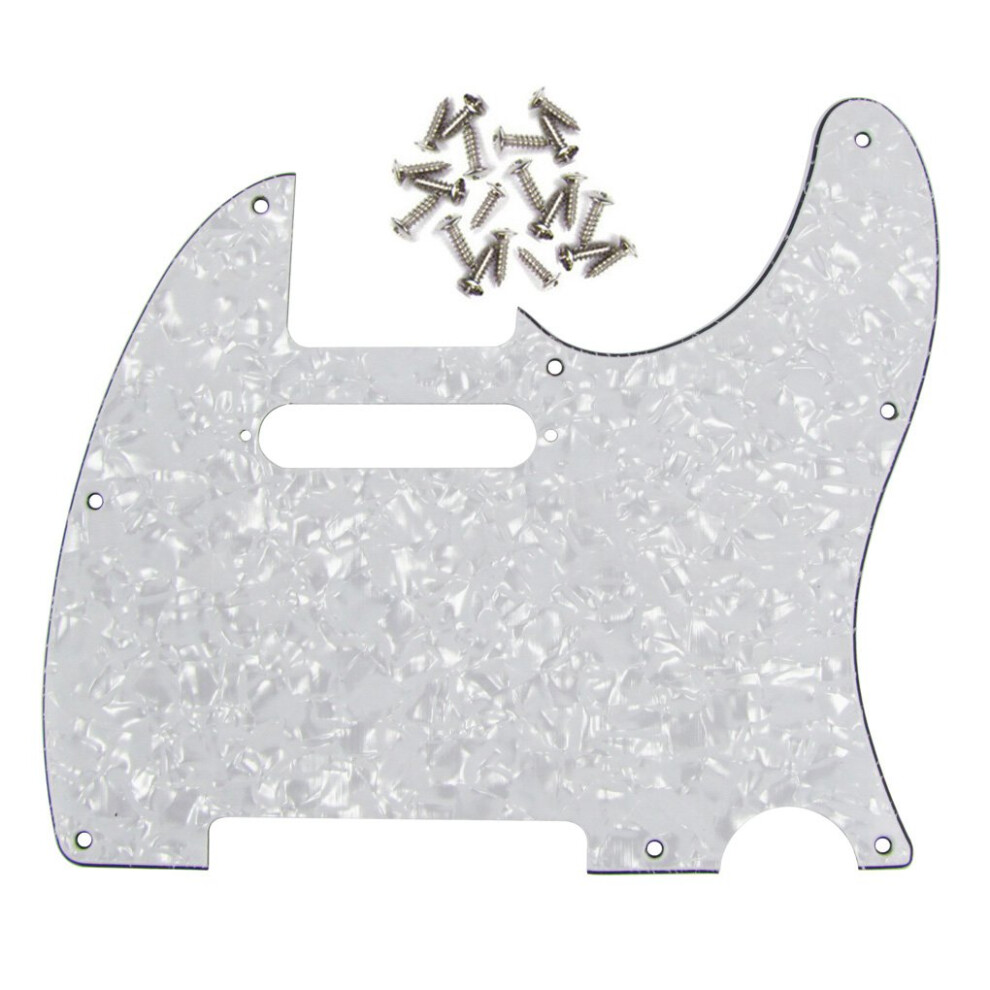 Fleor 8 Fori 4 Sti Bianco Perla Tl Pickguard Singolo Bobina Il Collo Foro Taglio Piastra Guardia Con Montaggio Viti Per La Sostituzione Della Piastra Tl Te Standard Fd Usa/Messico-image