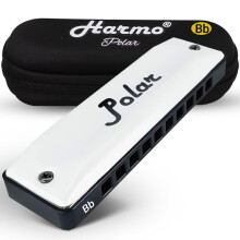 Harmo Polar Diatonic Harmonica Key of Bb - 10 Holes 20 Notes Blues Harp Mouth Organ With Case Phosphor Bronze Reeds Suitable for All Genres Harmo
