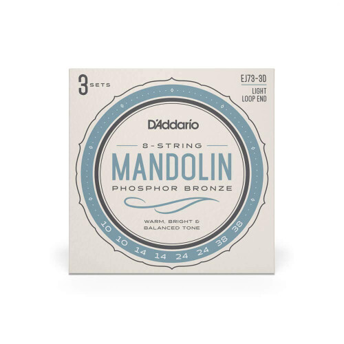 D'Addario Mandolin Strings  Phosphor Bronze  EJ73-3D  Light Gauge 10-38  8-String Set  Pack of 3 1