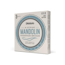 D'Addario Struny do mandoliny Phosphor Bronze EJ73-3D Light Gauge 10-38 Zestaw 8 strun, opakowanie 3 szt.