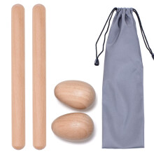 4 Pcs Musical Hand Percussion Instrument Set Includes 1 Pair 8 Inch Rhythm Sticks Wood Claves and 1 Pair Wood Egg Shakers for Kids