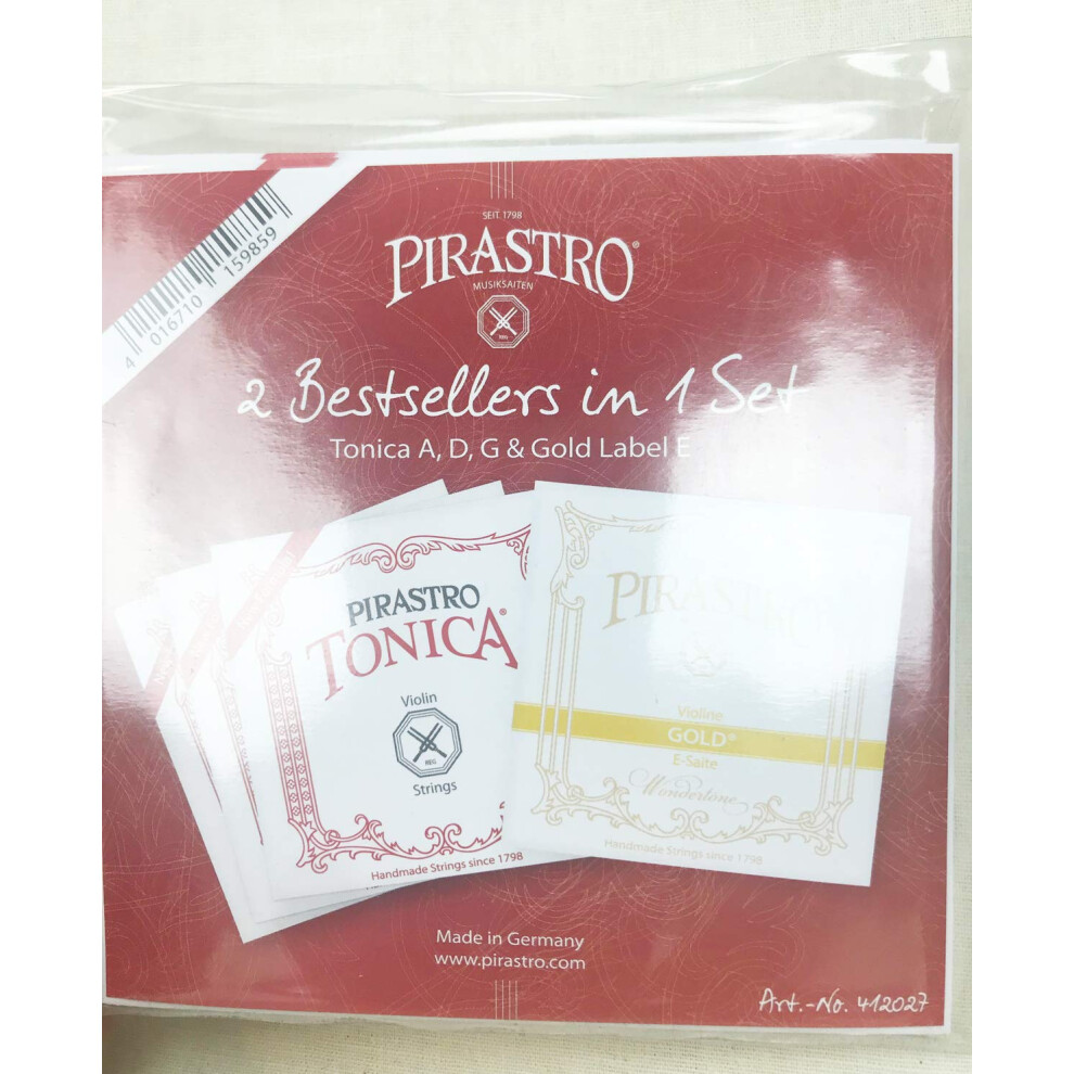 Tonica Violin Strings Set with Gold Label E Strings Ball E 4/4 Size