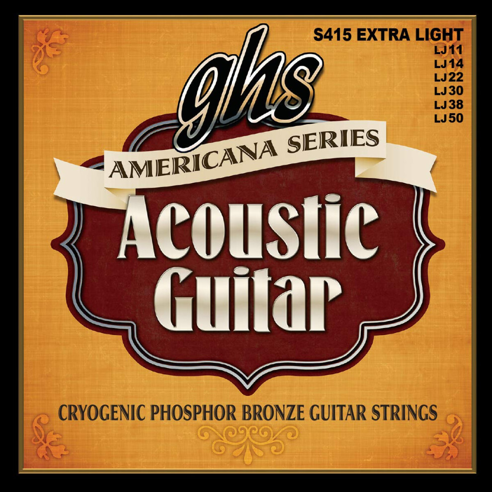 Ghs Strings Americana Phosphor Acoustic Strings - S415 Set - Extra Gauge (11-50) Bronze/Light