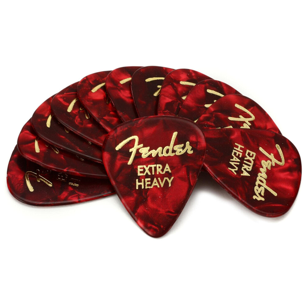 Fender® »351 Shape Classic Picks« Plettri In Celluloide - Forma: 351-12 Pezzi - X-Heavy - Colore: Red Moto-image