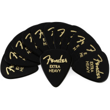Fender Classic Celluloid Guitar Picks 351 Form Svart Extra Heavy 12-pack