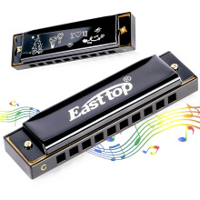 East top 10-Hole Happy Harmonica Diatonic Harmonica Key of C Mouth Organ Blues Harmonica For Adults Kids Beginners Professionals and Students (Bl