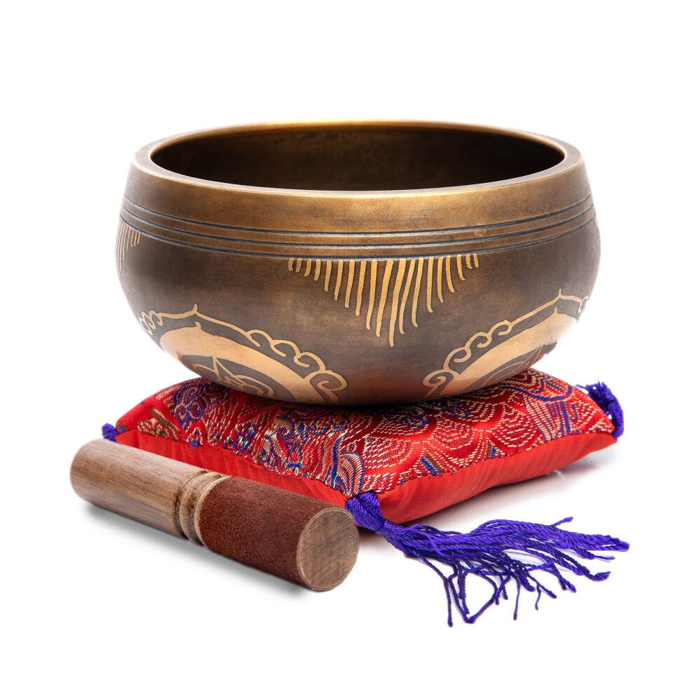Tibetisches Klangschalen-Set Leicht Zu Spielen, Authentische Handarbeit F R Meditation, Klang, Chakra, Yoga, Heilung, 10,2 Cm, Von Himalayan Ba-image