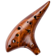 DHwebWLP Strawfire 12-Loch-Okarina-Instrument Alto C Keramik-Okarina mit Songbuchgurt f   r Anf   nger (Gelb)