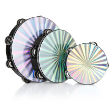3 Pack Radiant Tambourine 6 inch 8 inch 10 inch Hand Held Wood Tambourine Metal Jingles Musical Educational Instrument Rhythm Percussion Tambourine f