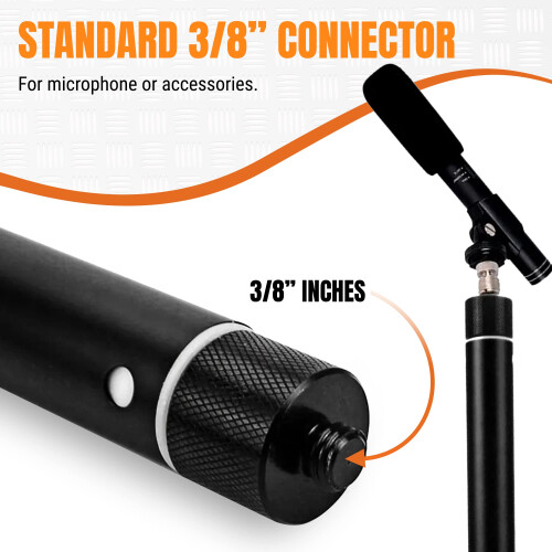 iOgrapher Microphone Boom Pole - Handheld Boom Pole Holder & Adjustable Microphone Mount - Compact & Extendable Pole Mount with Maximum Reach 1.5m (5 2
