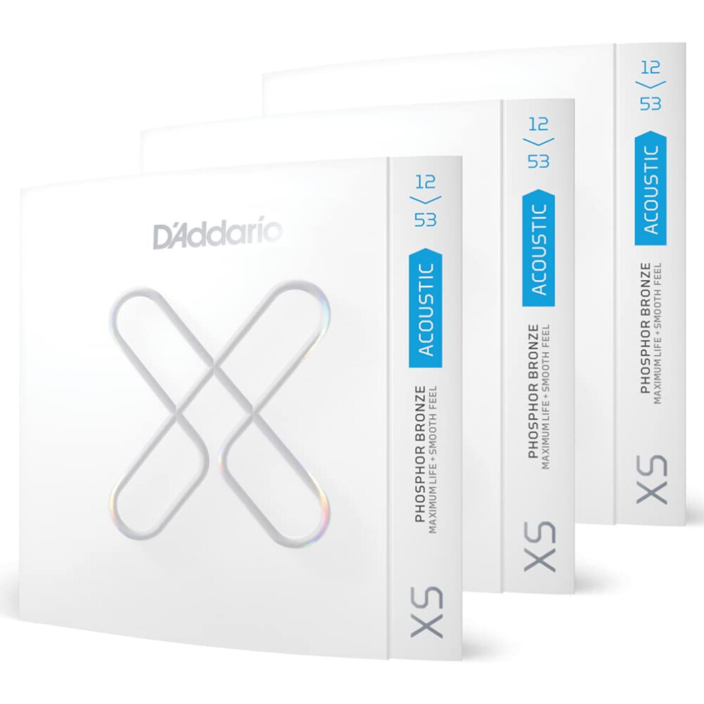 D'addario Xs Corde Per Chitarra Acustica, Fosforo Bronzo, Custom Leggera, 11-52, Confezione Da 3-image