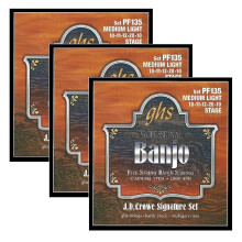 Strings GHS PF135 J.D. Signature Signature Series (etap) 5-strunowy stal nierdzewna sznurki banjo srednie swiatlo (10-20) Pakiet 3
