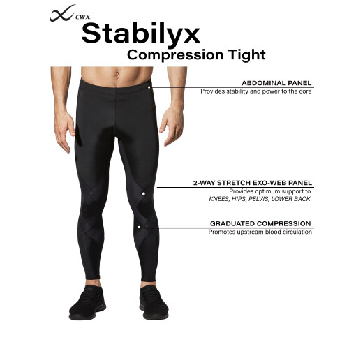 CW-X Men's Stabilyx Joint Support Compression Sports Tights  Black  Medium 1