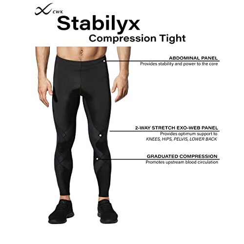 CW-X Men's Stabilyx Joint Support Compression Sports Tights  Black  Medium 2