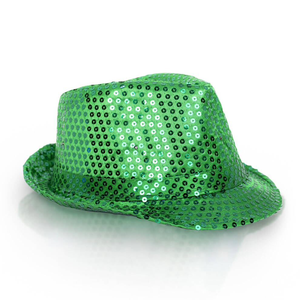 Glinsterende Groene Fedora Met Pailletten - St. Patrick's Day Feesthoed Voor Feesten En Stijlvolle Avondjes Uit-image