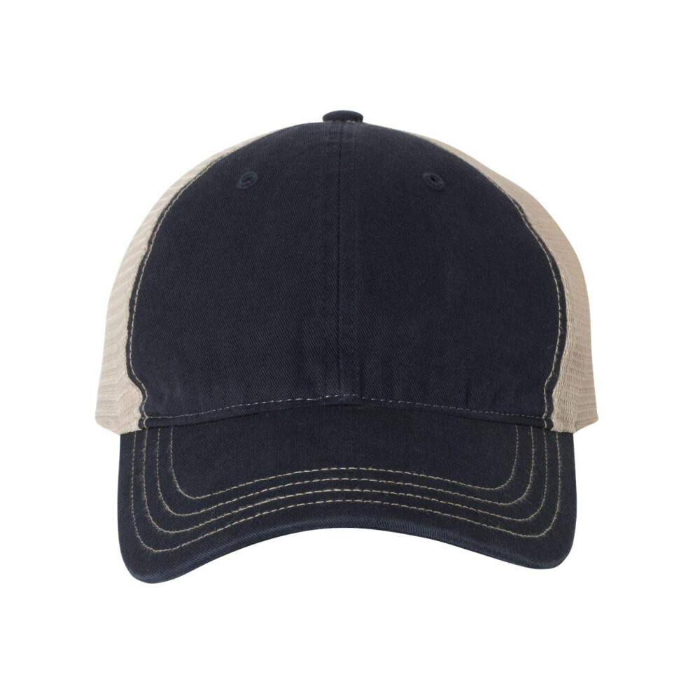 RICHARDSON Garment Washed Trucker Cap (111) Navy/Khaki  Adjustable
