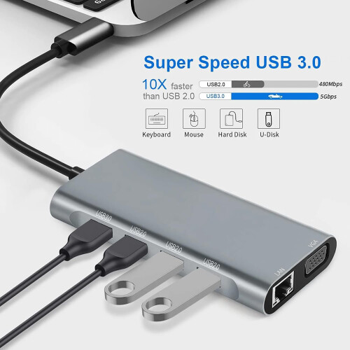 Station daccueil de voyage USB multifonction pour ordinateur portable 1
