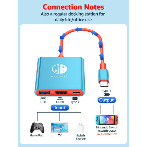 USB C to HDMI Adapter, 4K Resolution, Compatible with Nintendo Switch, OLED, Laptop 2