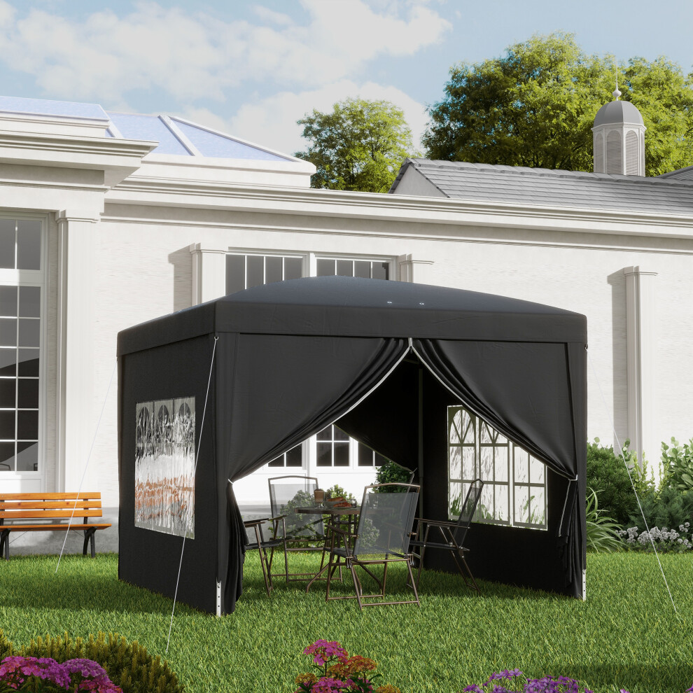 Outsunny 3Mx3m Pop Up Gazebo Party Tent Canopy Marquee With Storage Bag Black