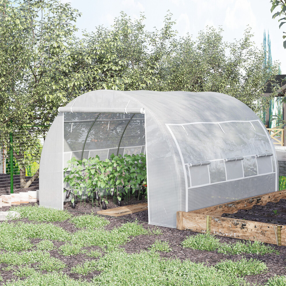 Outsunny 3 x 3 x 2 m Polytunnel Greenhouse Pollytunnel Tent w/ Steel Frame White