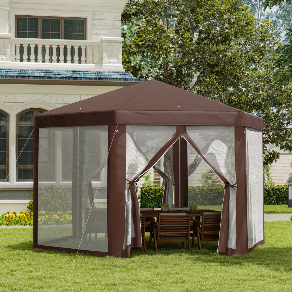 Outsunny Hexagonal Garden Gazebo Party Tent Patio Marquee Canopy