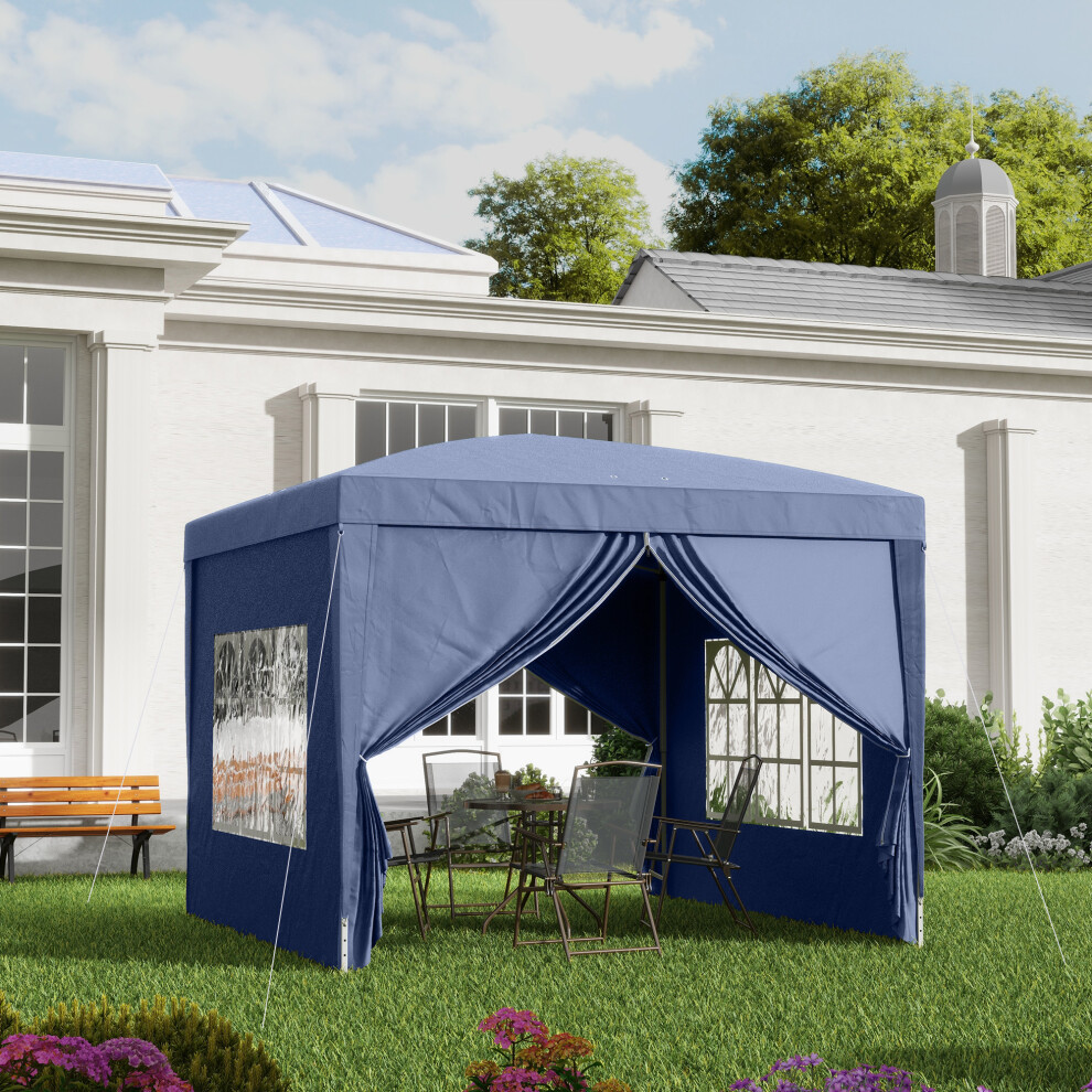 Outsunny 3Mx3m Pop Up Gazebo Party Tent Canopy Marquee With Storage Bag Blue