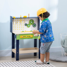 HOMCOM Tool Bench for Kids, Wooden Workbench w/ 27 Pieces 55 x 30 x 78 cm