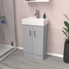 Nes Home Matte Grey 450mm Freestanding Vanity Unit with Basin Flat Pack