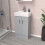 NES Home Nes Home Matte Grey 450mm Freestanding Vanity Unit with Basin Flat Pack 1