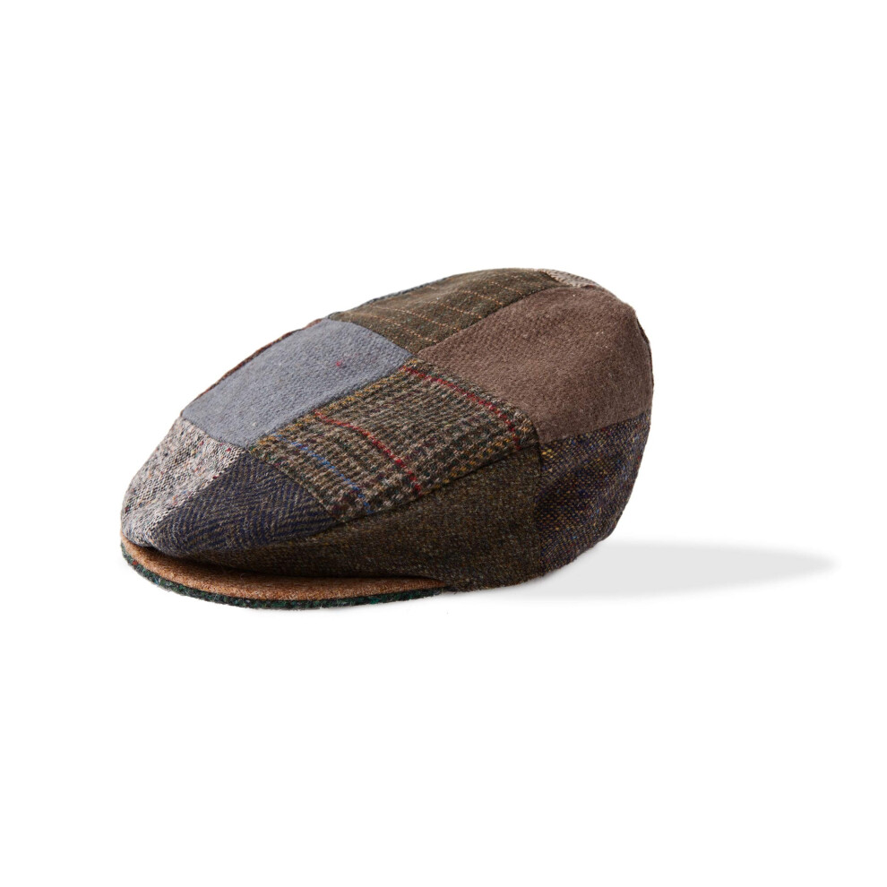 Irish Hat for Men's Tweed Patchwork Flat Cap Handmade in Donegal (Brown  Small)