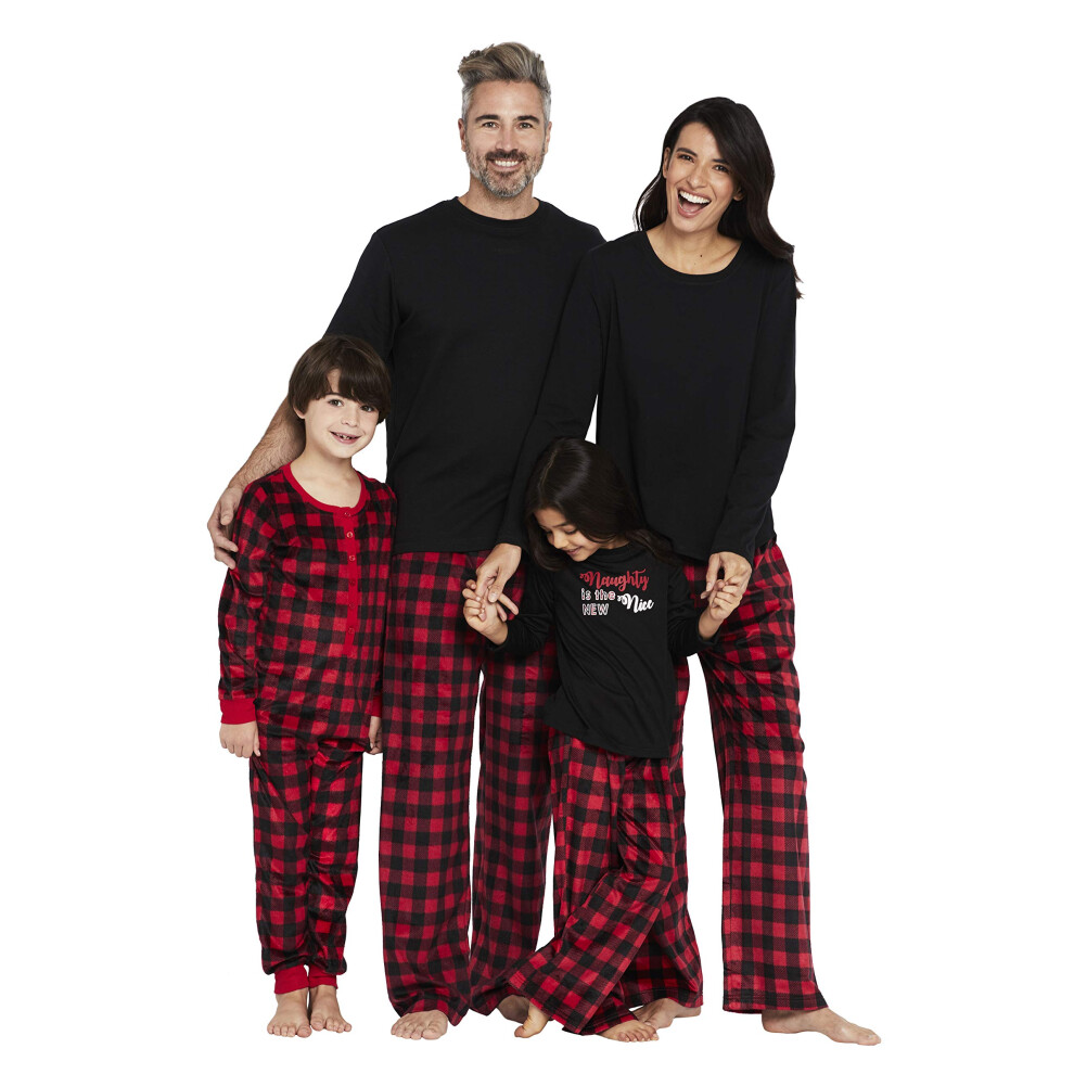 Karen Neuburger-girl Little Family Matching Christmas Holiday Pajama Sets  Buffalo Plaid red Cherry/Black-onesie Pj-kid XS