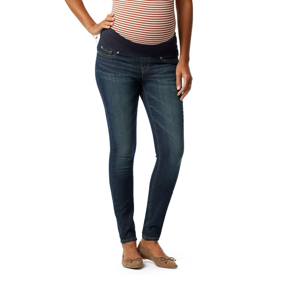 Levi Strauss Signature Gold Women's Maternity Baby Bump Skinny Jeans  Blue Laguna-Waterless  X-Small