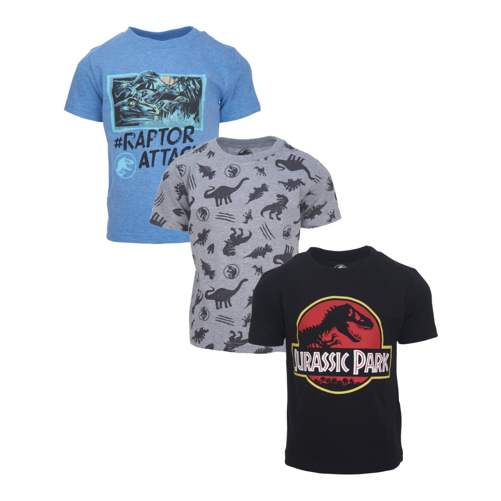 Jurassic Park Big Boys 3 Pack Graphic T-Shirts Logo Black/Blue/Gray Heather 8