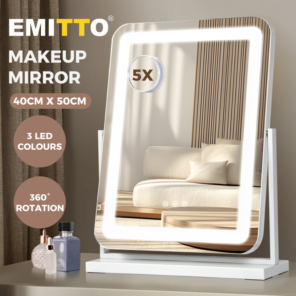 Emitto Hollywood Mirror Vanity Makeup Mirror With Lights 360Rotation Tabletop
