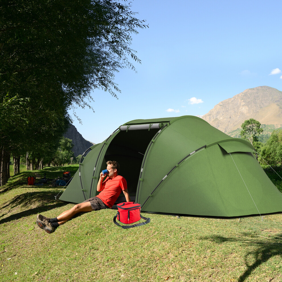 Outsunny 4-6 Persons Camping Tent Dome Family Travel Group Hiking Room Fishing