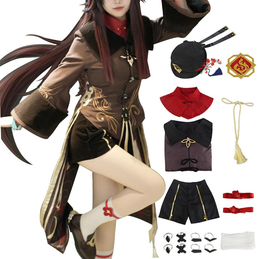 Costume De Cosplay Hu Tao De Tmsrebu, Tenue D'halloween Avec Chapeau Pour Femme-image