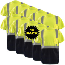 OccuNomix LUX-SSETPBK-YXL-PK10 Classic Standard High Visibility Kort?rmet Wicking Birdseye Black Bottom T-shirt Klasse 2 100% ANSI Wicking Polyes