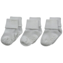 Calzini Jefferies unisex per neonati, in cotone biologico, antiscivolo, con risvolto, confezione da 3 paia, bianchi, 1-3 mesi, USA
