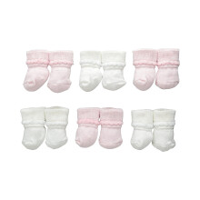Lot de 6 paires de chaussettes Jefferies pour b b fille et gar on, motif Rock-A-Bye, blanc/rose, de 0 9 mois
