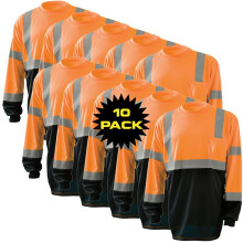 OccuNomix LUX-LSETPBK-OXL-PK10 Klassieke Hoogzichtbare Lange Mouwen Wicking T-shirt, Klasse 3