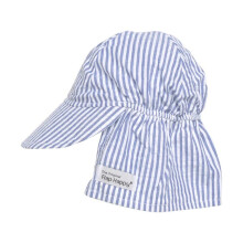 Flap Happy Baby Boys pamut poplin sapka Chambray Stripe Seersucker Large