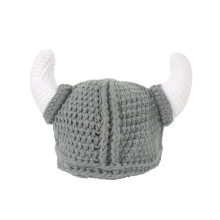 Ypser Cute Bull Horn Beanie sapka kzzel ksztett kttt horgolt viking sapka