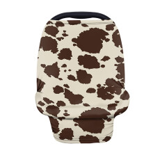 Wanyint Brown Cow Nursing Cover Carseat Canopy Cover Adorable Animal Fur Print Car Seat Covers for Babies Girls Boys Breathable Nursing Cover for Boys