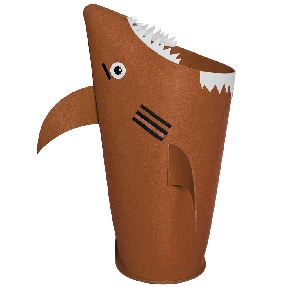 Panier    linge PIKL Kids Shark marron - 73 x 40 x 25 cm - Panier de rangement portable pour jouets - Pour chambre d'enfant, salle de bain, chambre de