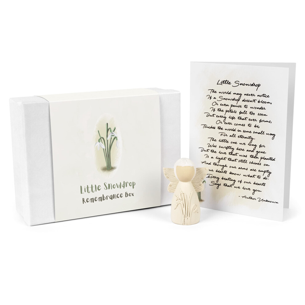 r?pandre la joie Little Snowdrop Remembrance Box - Miscarriage Gifts for Mothers - Card and Memorial Angel Figurine for Grieving Parents - Sympathy Gi