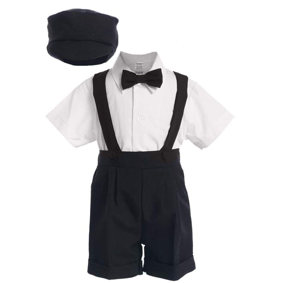 Schwarzes Set Aus Hosentr Gern Und Shorts F R Besondere Anl Sse Mit M Tze S (3 6 Monate)-image