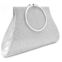 MOSSMON Kristallen Clutch Portemonnees Bruid en Bruidsmeisje Handtas Elegant Polsbandje Avondtasje voor Dames Zilver Groot