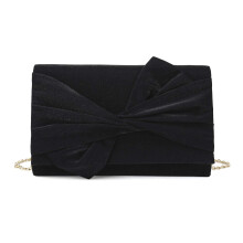 IXEBELLA Satijn Avondtasje Boog Clutch Portemonnee voor Dames Formeel Feest/Prom/Bruiloft (zwart)